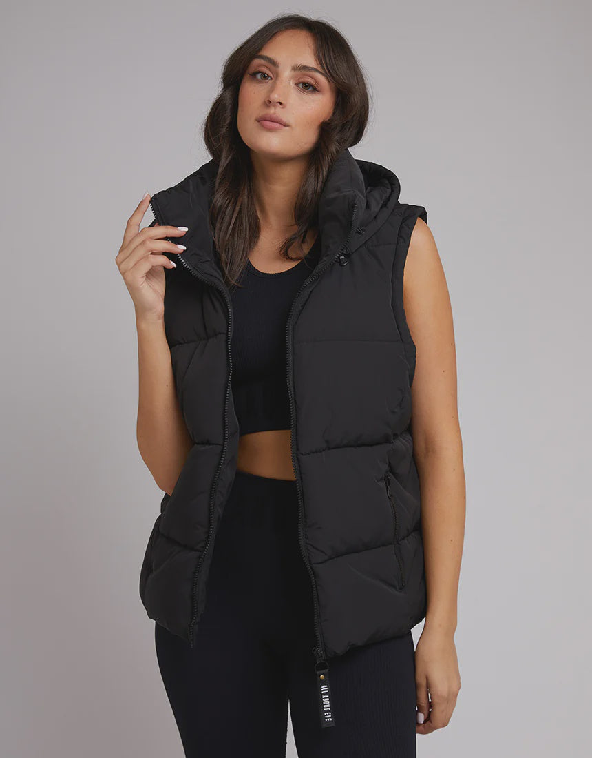 Remi Luxe Puffer Vest Black - Tops