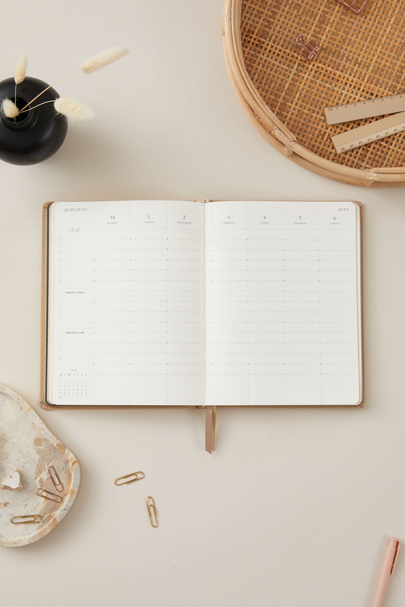 NEW - 2025 Weekly Planner - Latte (Cloth)