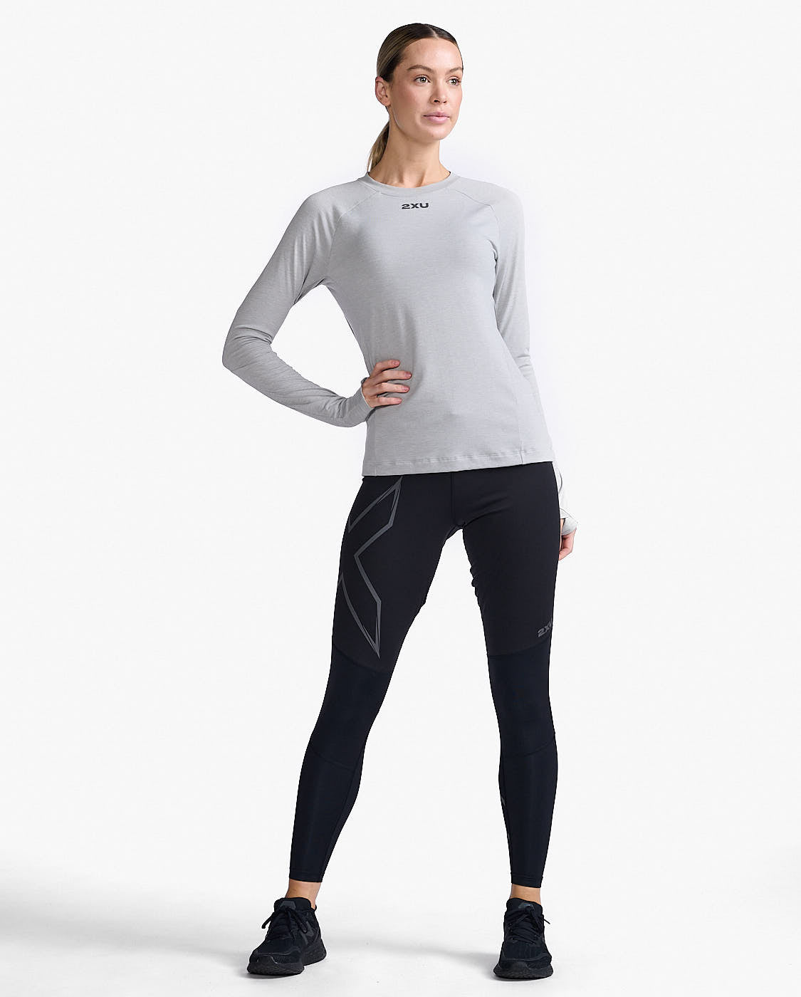 Ignition base layer L/S - grey marle - Tops