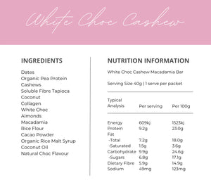 White Choc Cashew & Macadamia - Collagen & Protein Bars - ACCESSORIES