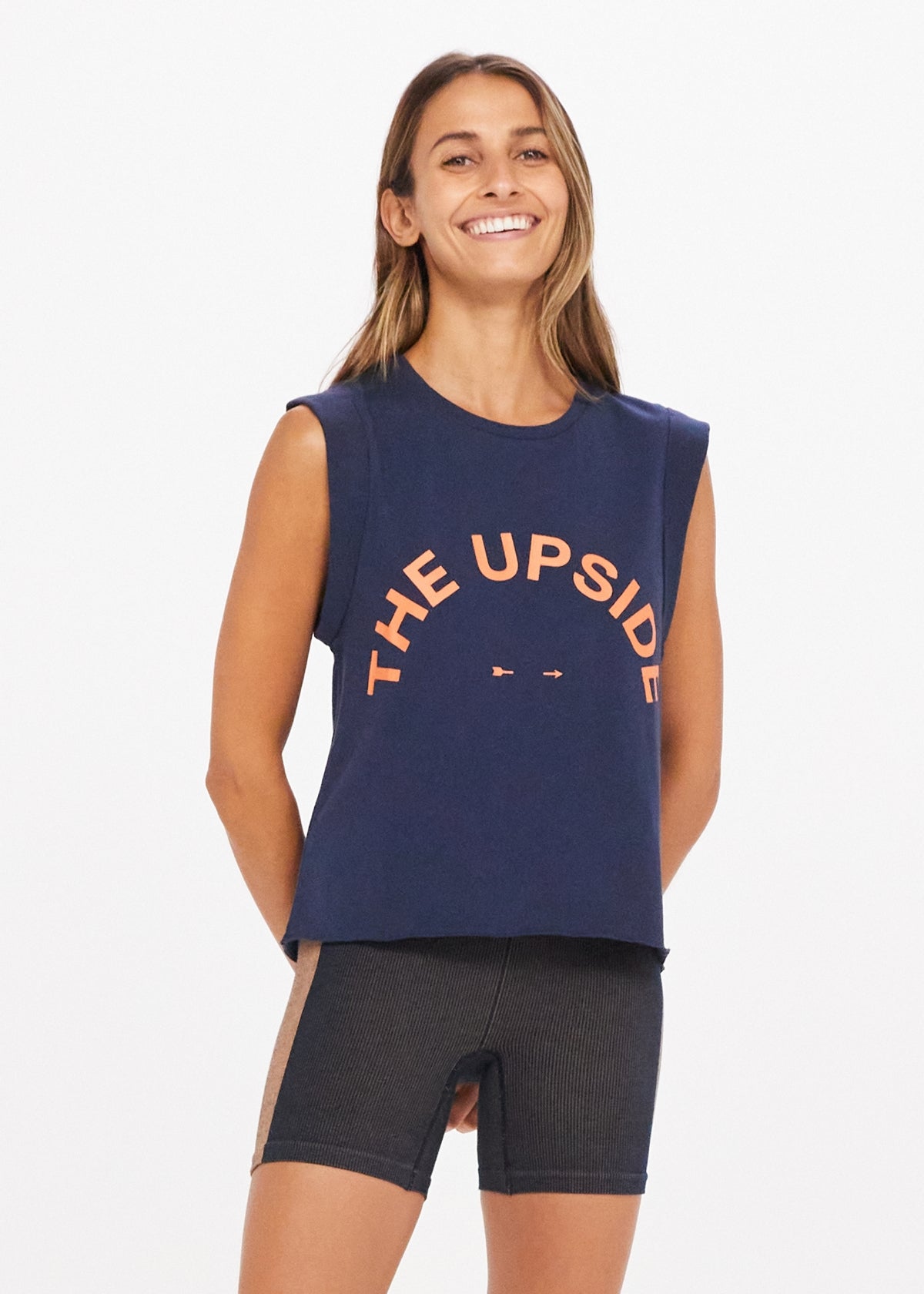 Cropped Muscle Tank Navy - Tops