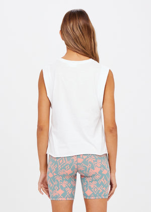 Cropped  Muscle Tank White/blue - Tops